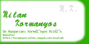 milan kormanyos business card